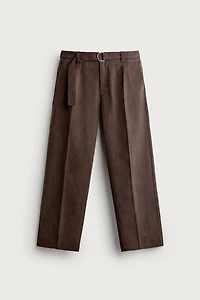BELTED RELAXED-FIT FLOWY PANTS