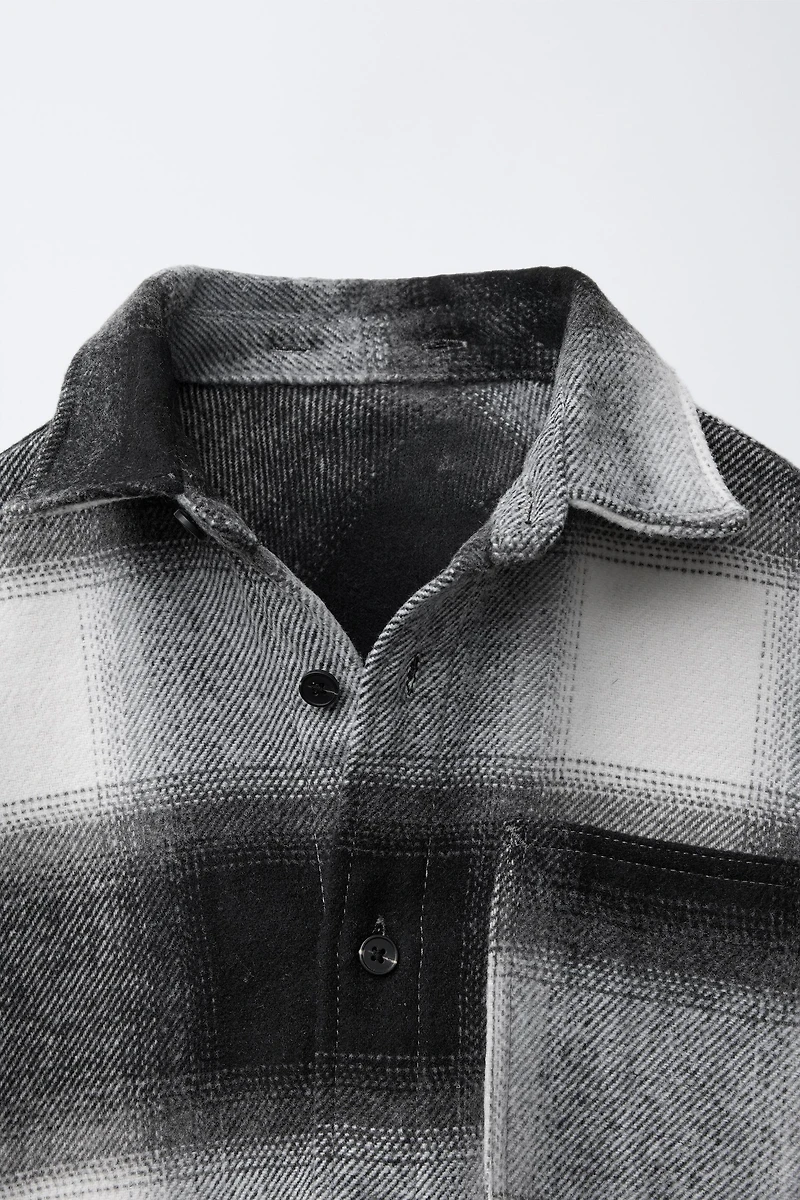 PLAID OVERSHIRT WITH REMOVABLE PLUSH HOOD