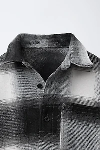 PLAID OVERSHIRT WITH REMOVABLE PLUSH HOOD