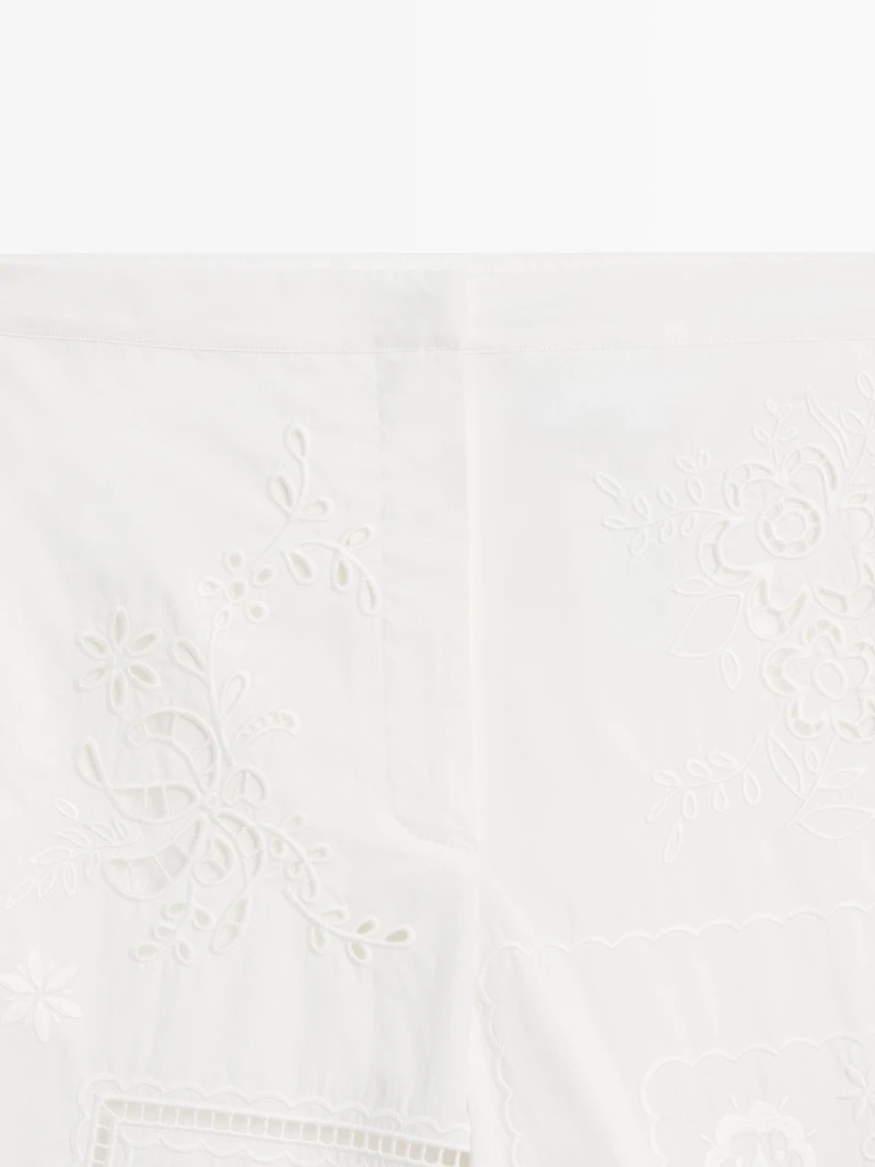 Embroidered patchwork trousers