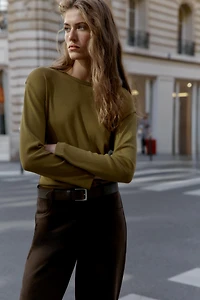 RIB KNIT LONG SLEEVE T-SHIRT