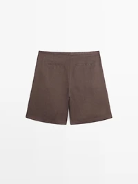 100% linen short Bermuda shorts