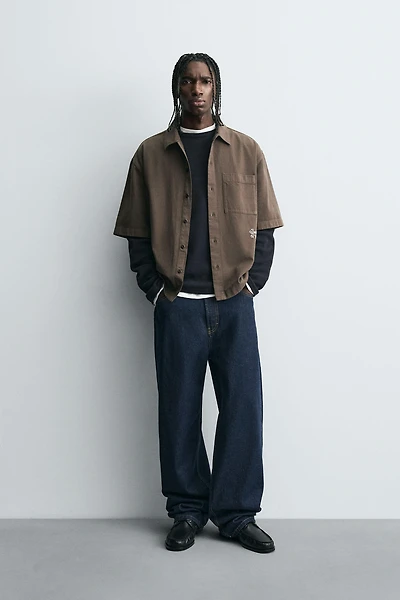 EMBROIDERED TEXTURED OVERSHIRT