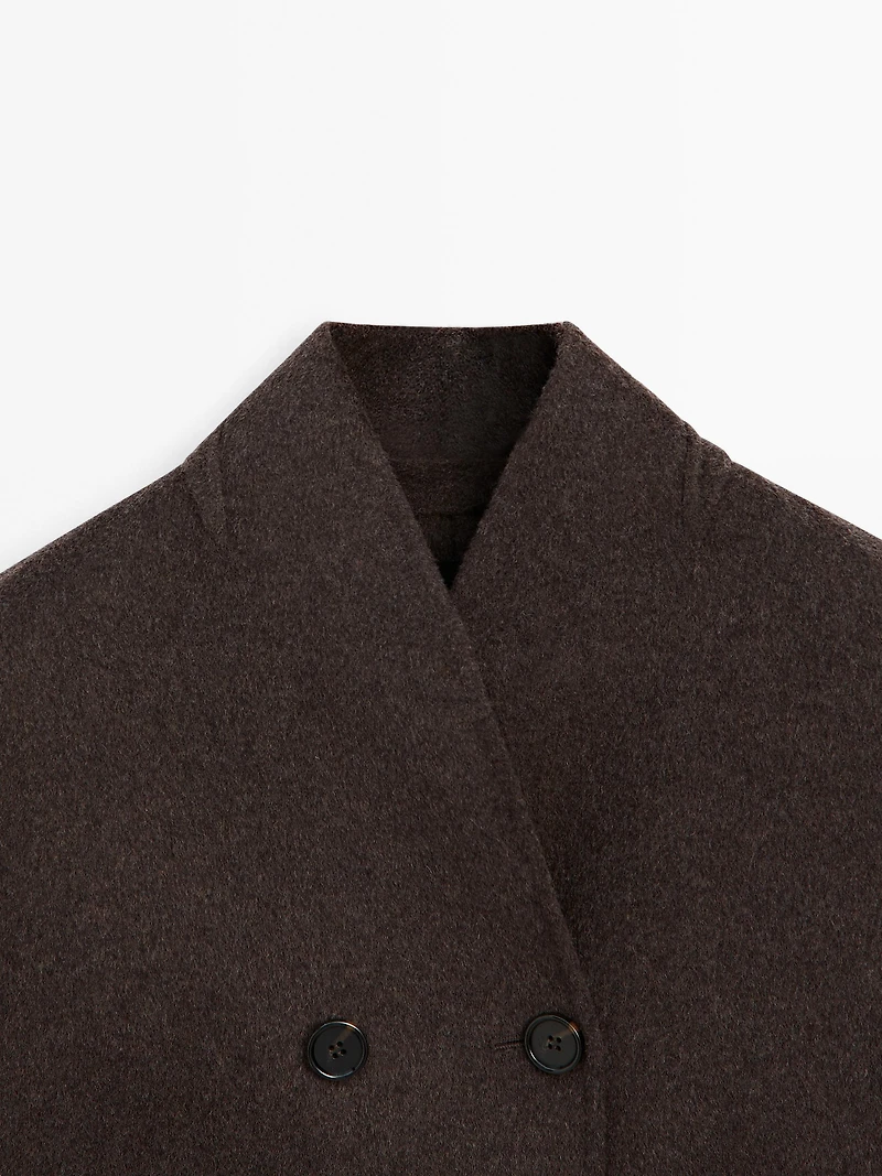 Manteau à col smoking en laine mélangée