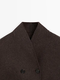 Manteau à col smoking en laine mélangée
