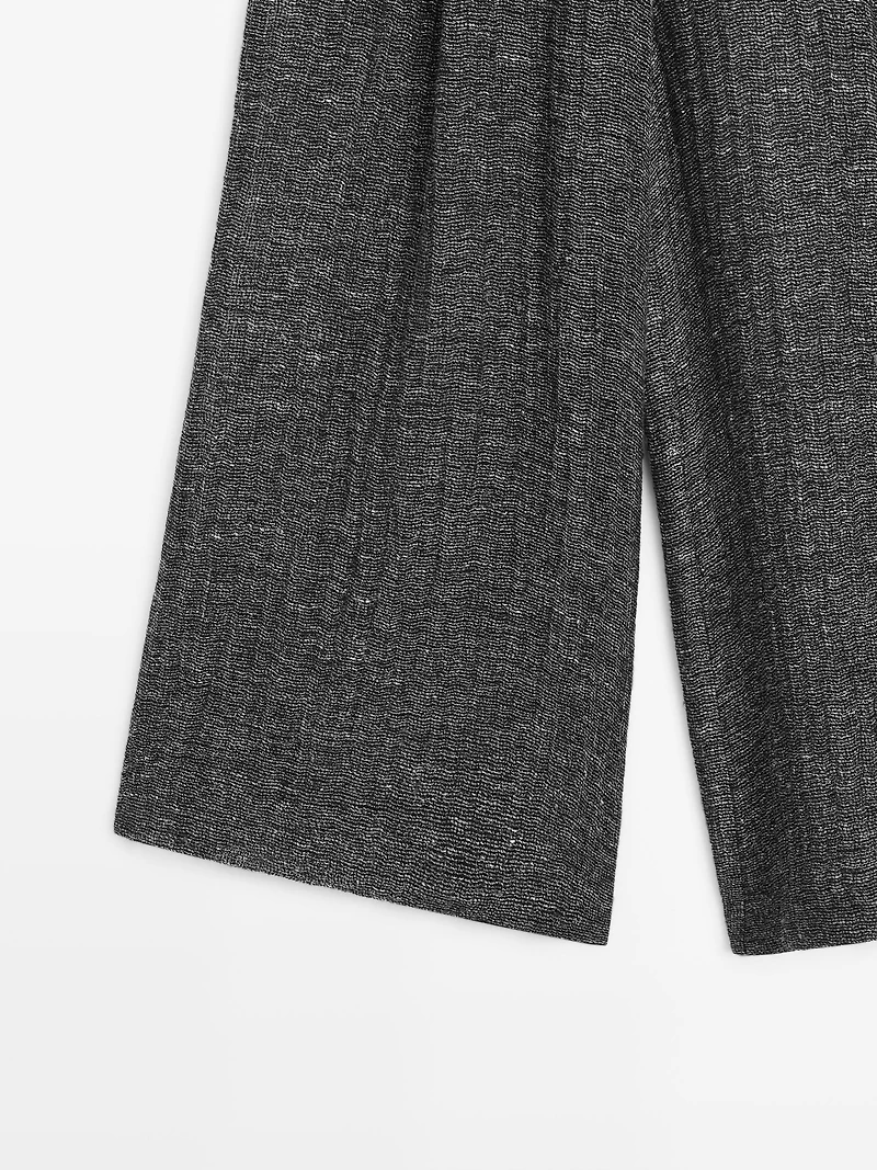 Linen blend melange darted pants