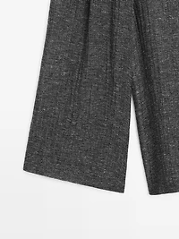 Linen blend melange darted pants