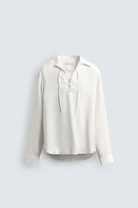 FLOWY DRAWSTRING POLO SHIRT