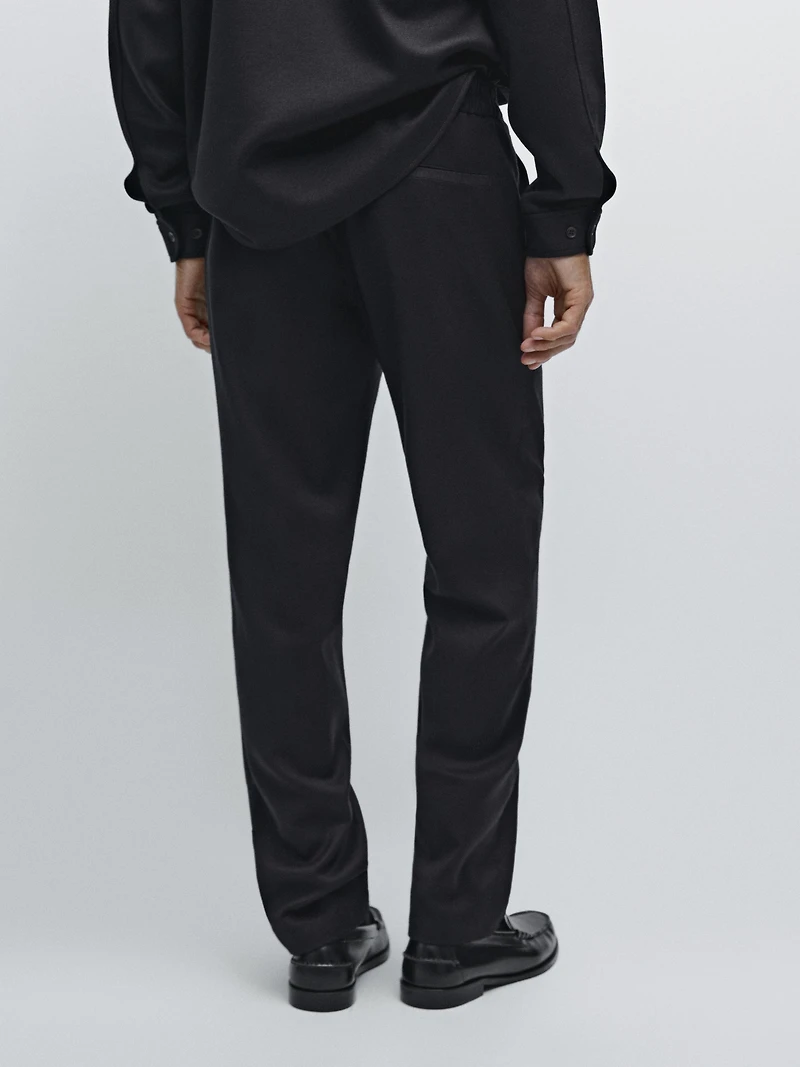 Pantalon en flanelle 100 % laine élastiqué sur le côté