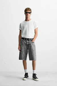 RIPPED BAGGY FIT DENIM SHORTS