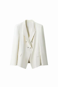 ZW COLLECTION DOUBLE BREASTED BLAZER WITH SHOULDER PADS