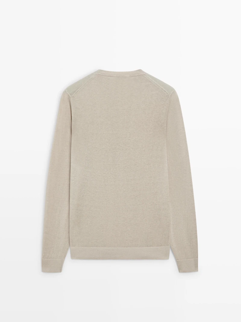 100% linen knit crew neck sweater