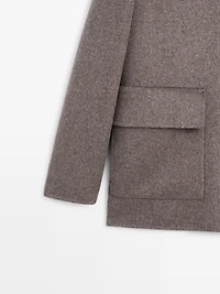 Manteau court à capuche en laine mélangée