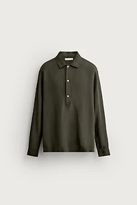 REGULAR FIT LINEN VISCOSE POLO SHIRT