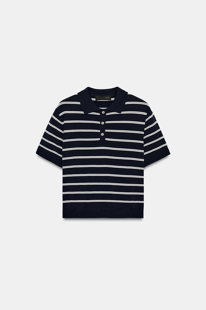 SHORT SLEEVE STRIPED KNIT POLO