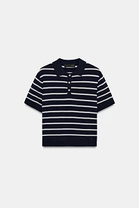 SHORT SLEEVE STRIPED KNIT POLO