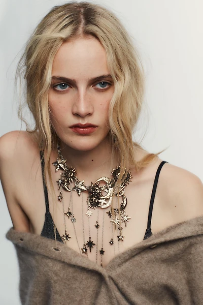 METAL MOON AND STARS NECKLACE