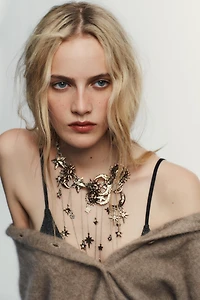 METAL MOON AND STARS NECKLACE