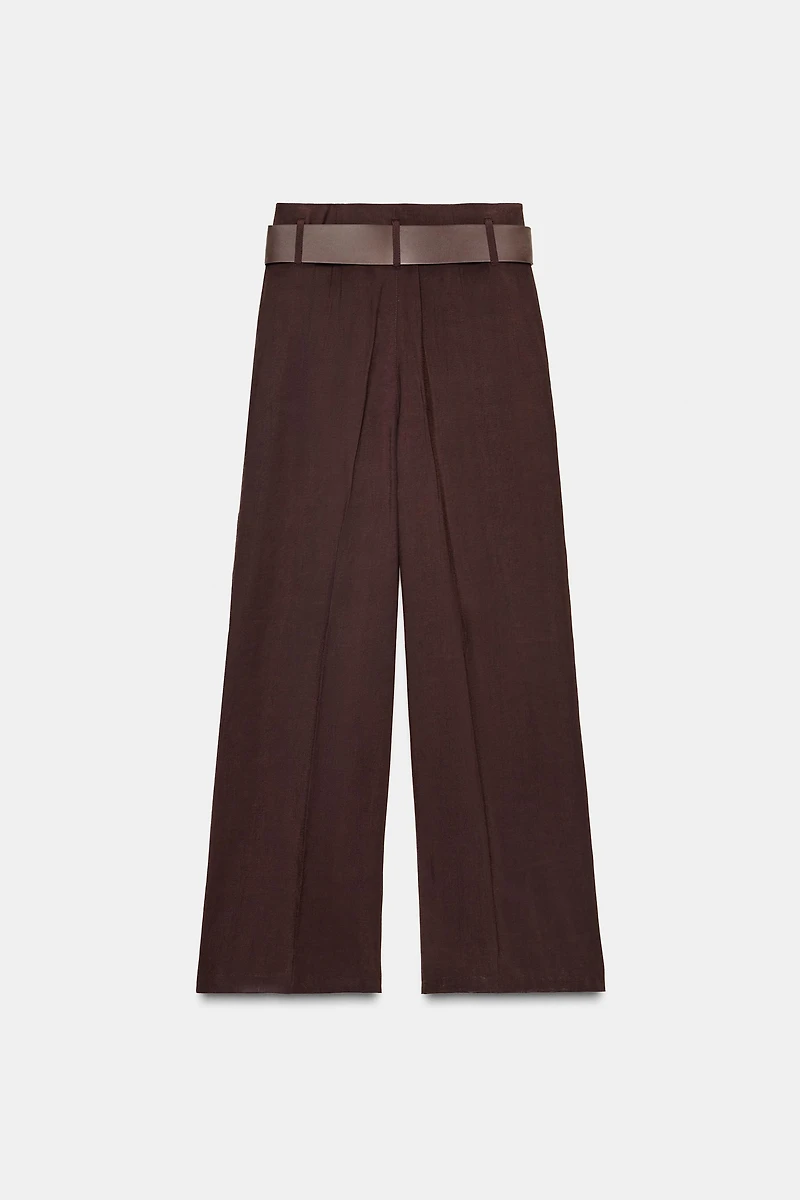 WIDE LEG BELTED PANTS