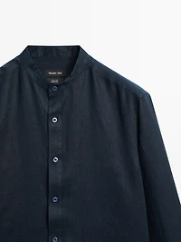100% linen stand collar shirt