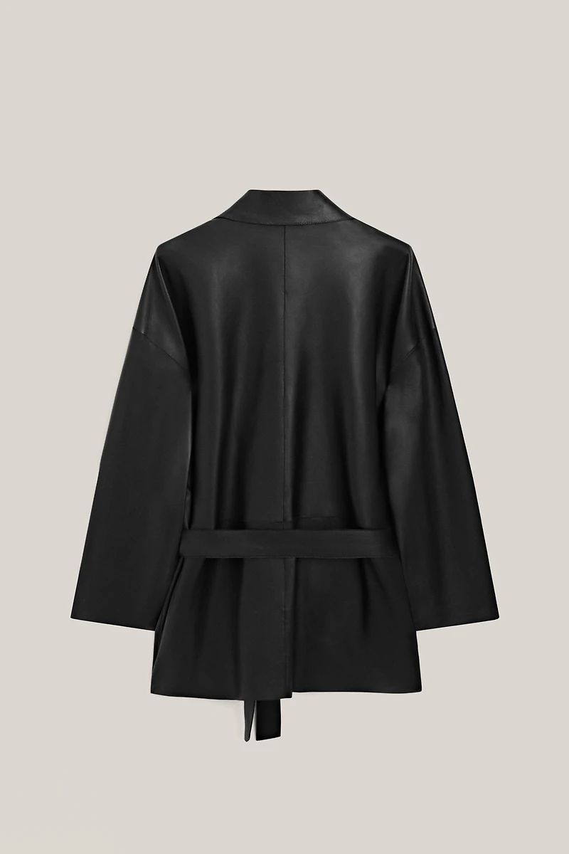 Long nappa leather jacket with tie - LIMITED EDITION