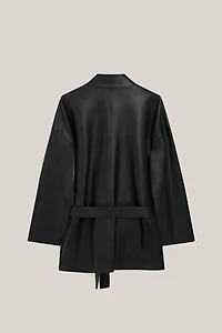 Long nappa leather jacket with tie - LIMITED EDITION