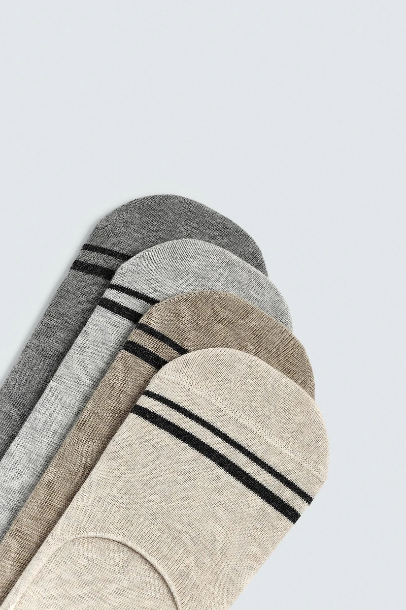 PACK OF 4 STRIPED INVISIBLE SOCKS