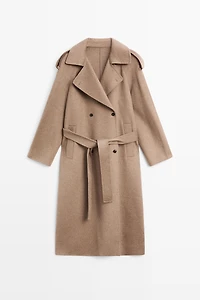 Long wool blend trench coat