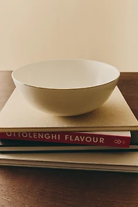 PORCELAIN SALAD BOWL WITH GOLD RIM