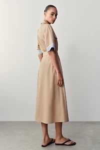 BELTED MIDI SHIRT DRESS
