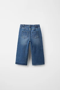 FLEECE-LINED WIDE LEG JEANS