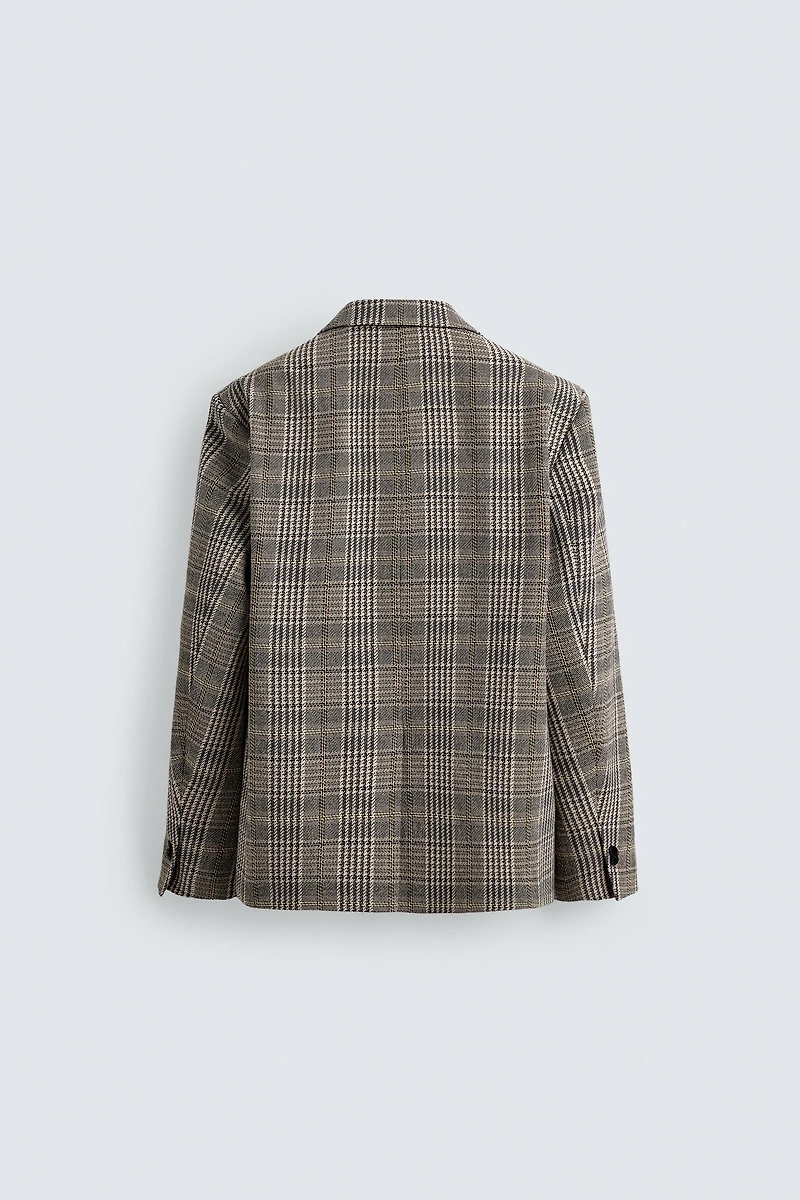VESTE À BOUTONNAGE CROISÉ CARREAUX