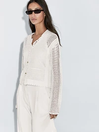 100% cotton openwork crochet cardigan