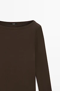 Long Sleeve Boat Neck T-shirt