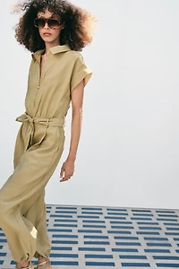Belted Zip-Front Jumpsuit