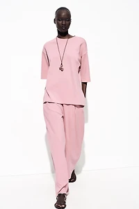 WASHED EFFECT INTERLOCK PANTS