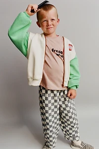 COLOR BLOCK EMBROIDERED FLOWER SWEATSHIRT