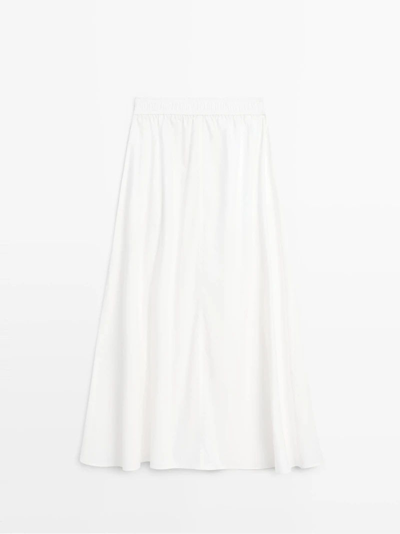 Long gathered poplin skirt