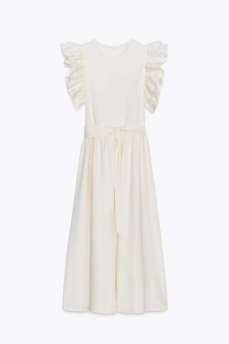 RUFFLED COMBINATION DRESS