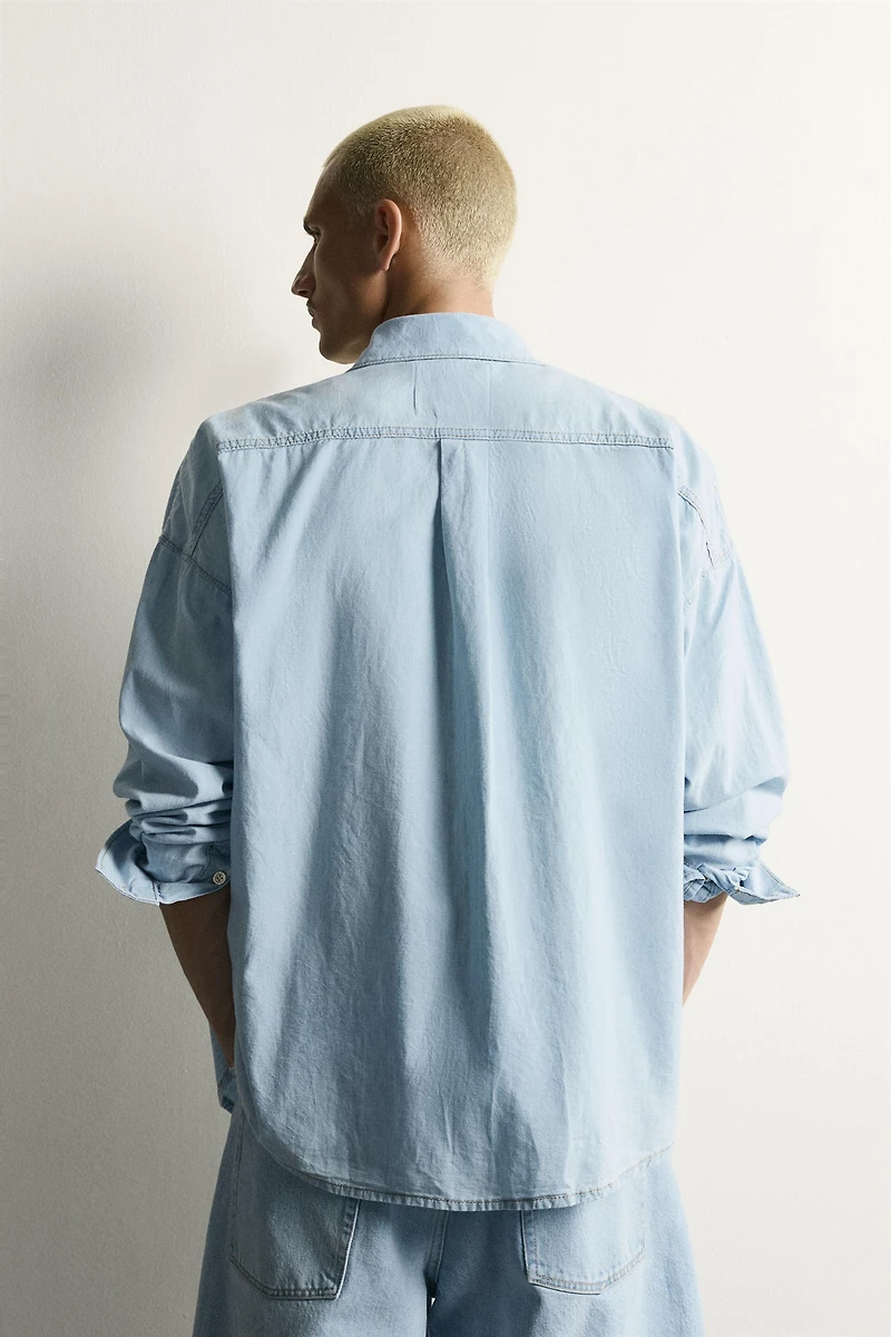 LIGHTWEIGHT WASHED DENIM SHIRT