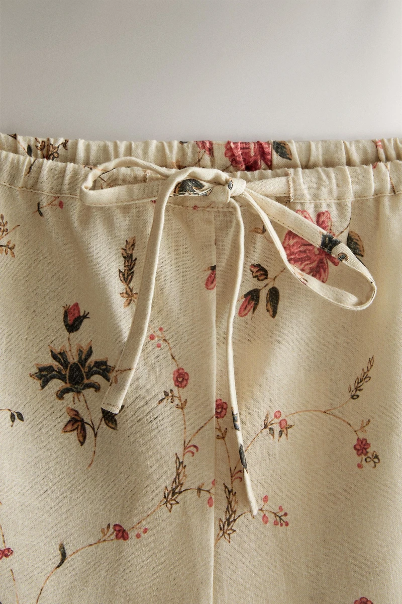 COTTON LINEN FLORAL SHORTS | KATHARINE POLE