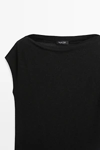 T-shirt asymétrique léger effet métallisé