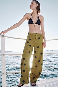 ZW COLLECTION MID-RISE POLKA DOT BARREL JEANS