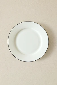 BONE CHINA DESSERT PLATE WITH BLACK RIM