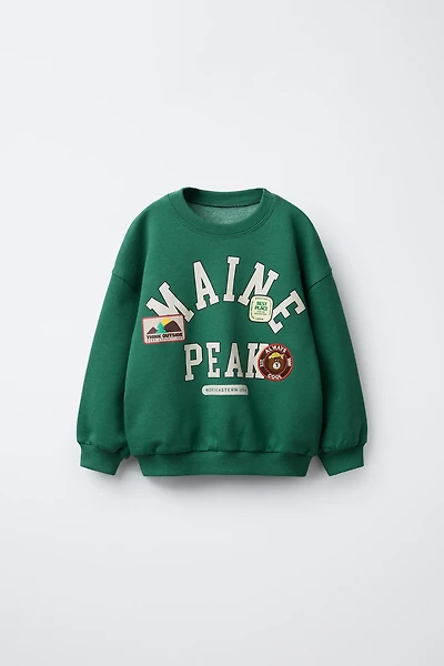 TEXT AND BEAR PATCH SWEATSHIRT