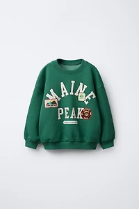 TEXT AND BEAR PATCH SWEATSHIRT