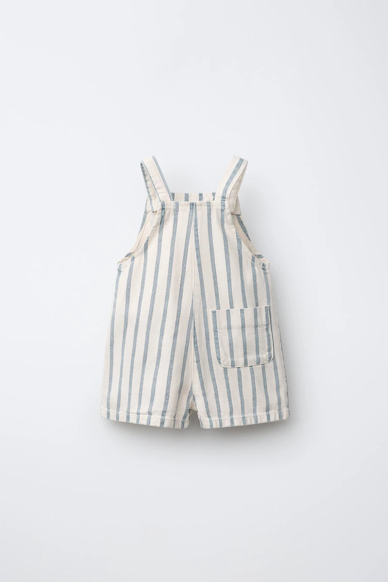 STRIPED OVERALL SHORTS