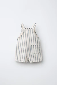 STRIPED OVERALL SHORTS