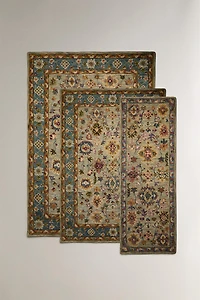 TAPIS LAINE IMPRIMÉ FLEURS SYMÉTRIQUES