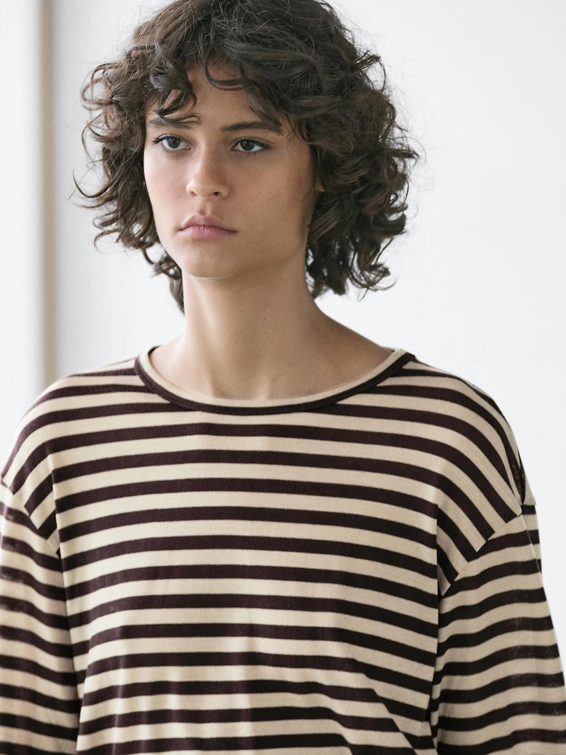 Oversize striped long sleeve T-shirt